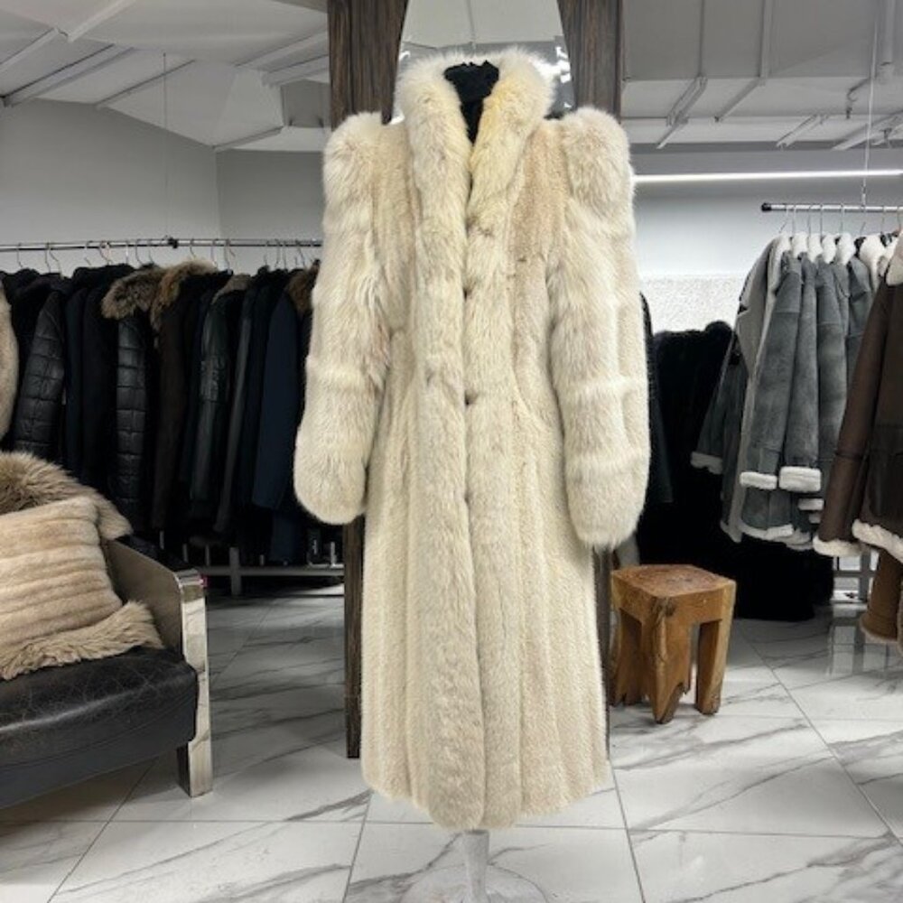 Pearl MINK -Long Coat w/ FOX TUXEDO & Sleeves -WAS 8900, Now only $1995 - Size M